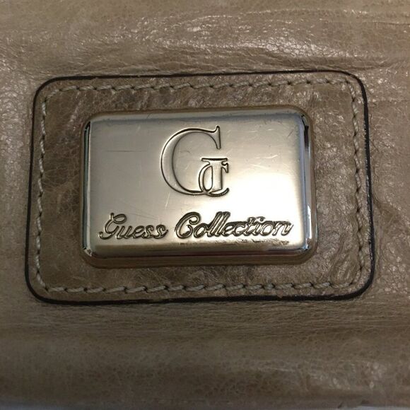 Guess Collection Beige Leather Studded Shoulder Bag With Gold Hardware - Picture 7 of 7